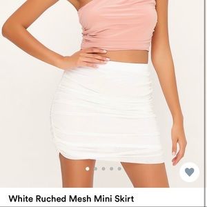 Ruched Mesh Mini Skirt white (US size 8)